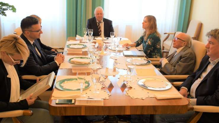 Marjan Šarec in Boris Pahor na kosilu