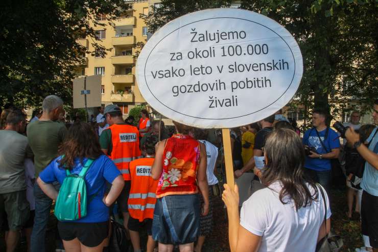 Protestniki v Ljubljani za rešitev medvedov in volkov: Odstrel ni zakonit! (FOTO)