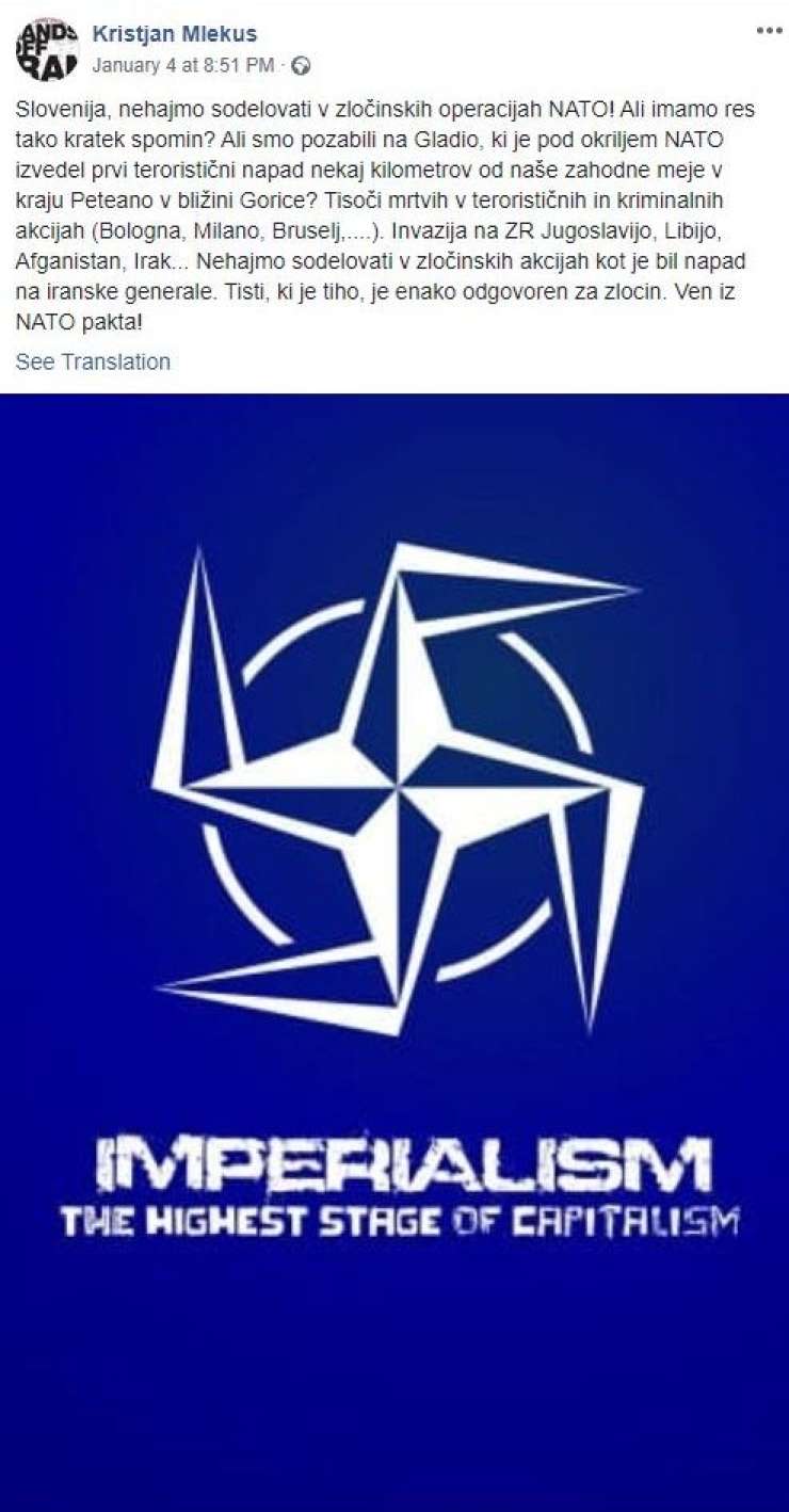 Policijski sindikalist Kristjan Mlekuš po našem članku umaknil hitlerjanski znak Nata