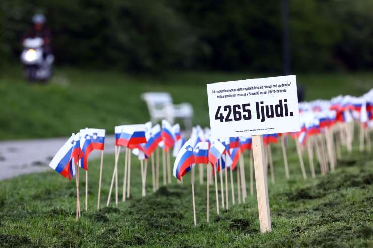 Kdo je v Tivoliju postavil več kot 4000 zastavic za vse slovenske žrtve covida?