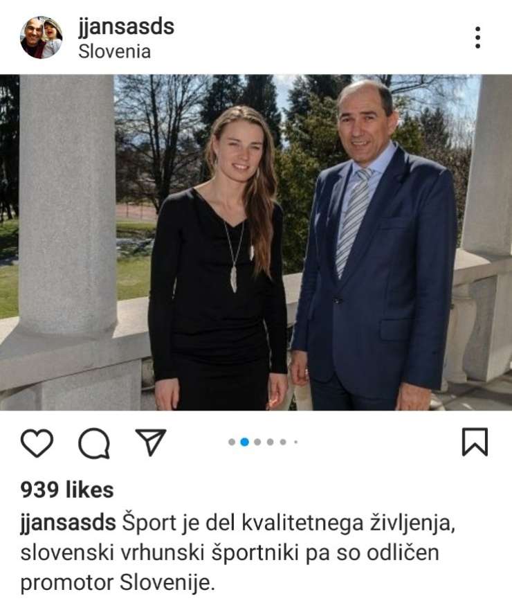 Janša na Instagramu objavlja fotografije s Tino Maze in Timom Gajserjem ter športnikom obljublja bombončke