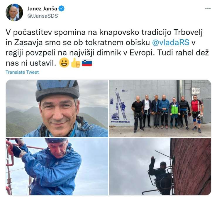 Janša nima časa za komisijo niti za sodišče, našel pa ga je za plezanje na najvišji dimnik v Evropi