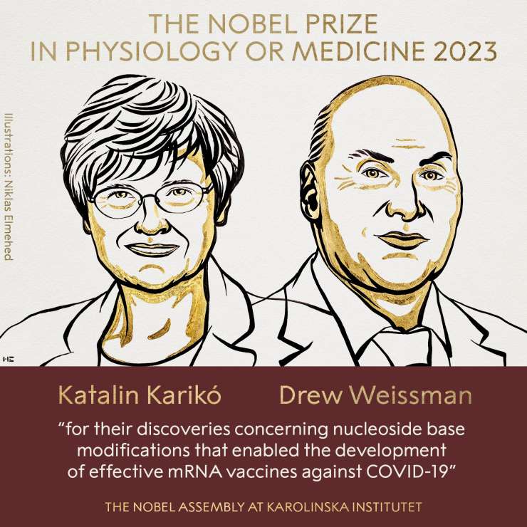 Nobelova nagrada za medicino za odkritja, ki so privedla do cepiv proti covidu