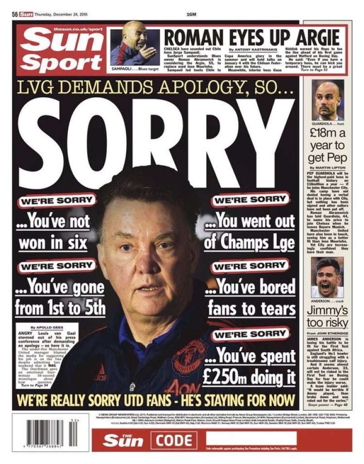 van gaal the sun