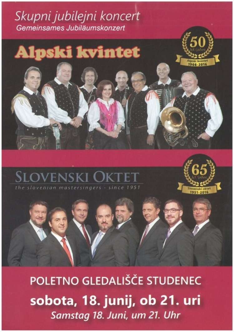 Alpski kvintet vabi na jubilejni koncert na Studenec.