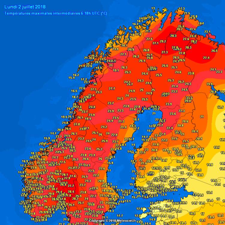 temperature skandinavija
