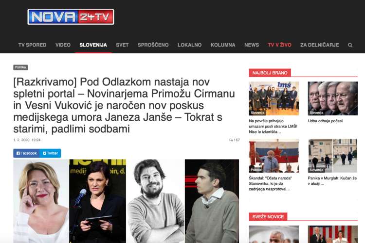 Prvi članek, namenjen diskreditaciji, je bil na Nova24TV objavljen v soboto.