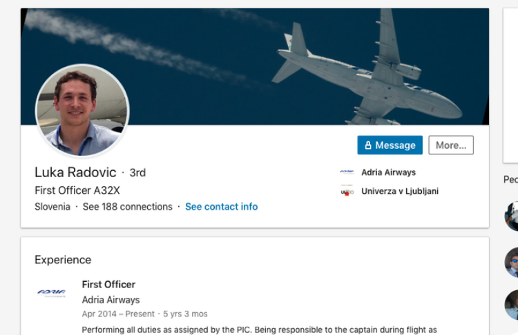 Luka Radovic, Adria Airways