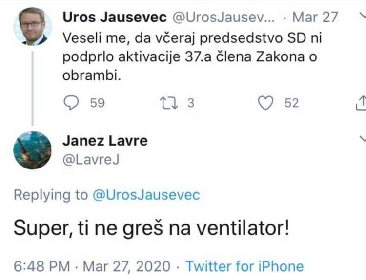 Eden od neprimernih tvitov Janeza Lavreta, ki si prizadeva vrniti na položaj direktorja bolnišnice Slovenj Gradec.