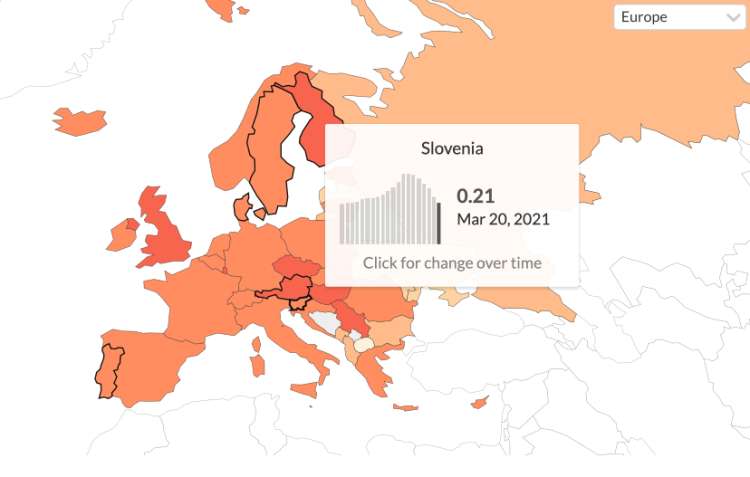 V Sloveniji se je povprečno število cepljenj na sto prebivalcev v zadnjem tednu dni skoraj prepolovilo.