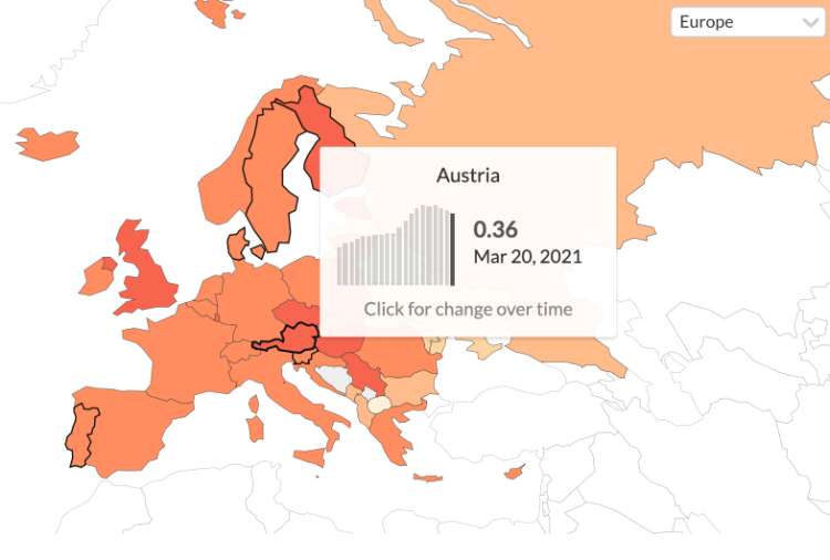 Tudi v Avstriji je v zadnjih dneh prišlo do manjšega upada števila cepljenj, a še vedno kaže precej bolje kot v Sloveniji.