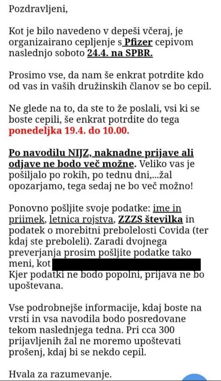 Dopis, ki so ga prejšnji teden dobili slovenski diplomati.