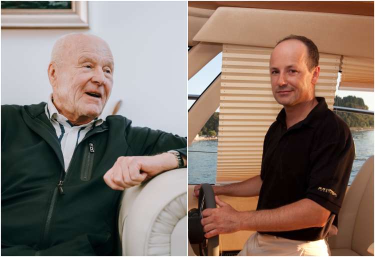 Božo Dimnik (levo) je častni konzul Hrvaške in eden najvplivnejših slovenskih lobistov, ki najraje deluje iz ozadja. Na Janšo naj bi imel velik vpliv pri politiki do Hrvaške, Bil je tudi poslovni partner Andreja Marčiča (desno) v podjetju Vanga Yachts, ki je izdelovalo prestižne jahte.