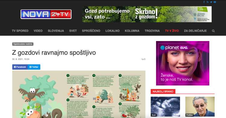 Na spletnem portalu Nova24TV se hkrati vrtijo oglasi in promocijska besedila.