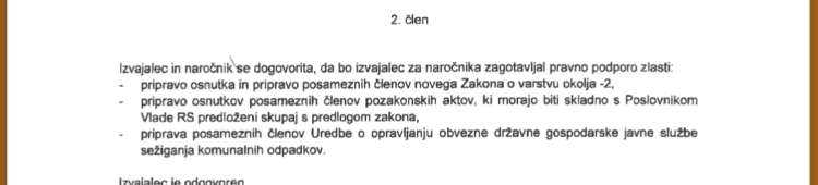 Izsek iz prve pogodbe, ki jo je Pličanič z ministrstvom podpisal novembra lani.