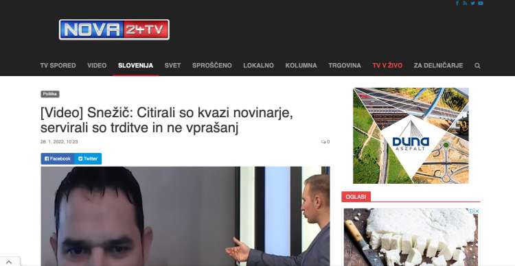 Na Nova24TV je začelo oglaševati tudi madžarsko gradbeno podjetje Duna Aszfalt.