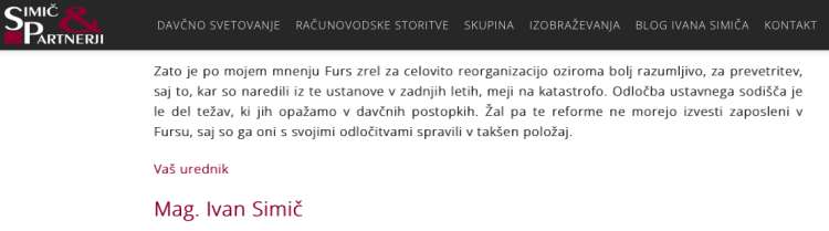 Zapis Ivana Simiča na blogu njegovega davčnosvetovalnega podjetja.