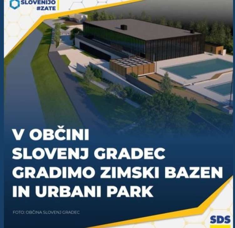 Mestna občina Slovenj Gradec stranko SDS poziva, da umakne sporne oglase in ne zavaja. Bazena namreč ne gradi SDS, ampak občina s pomočjo davkoplačevalskega denarja.