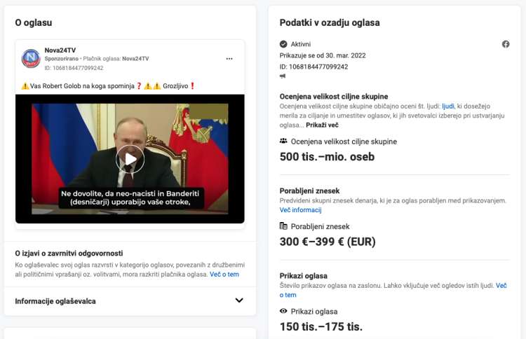 V videoposnetku so Roberta Goloba primerjali z Vladimirjem Putinom.