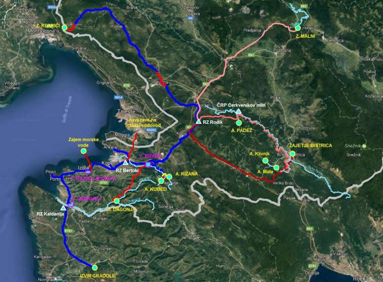 Možni dodatni vodni viri za območje slovenske Istre iz dokumentov ministrstva za okolje.