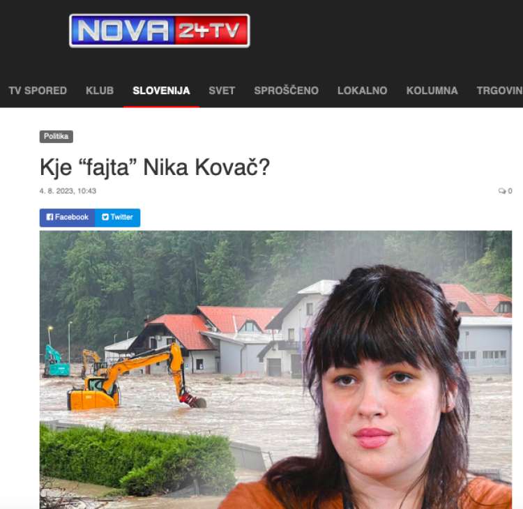SDS in njeni propagandni mediji očitajo Niki Kovač, da je leta 2021 skupaj z levico "nasprotovala, da bi se kakorkoli reguliralo naše vodotoke".