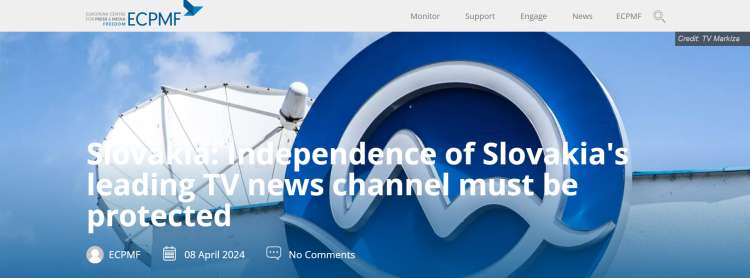 Šest mednarodnih novinarskih organizacij je pred dnevi pozvalo družbo CME, naj zaščiti slovaško televizijo Markiza pred pritiski vlade Roberta Fica.