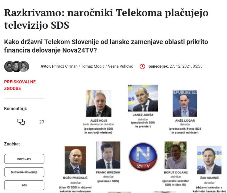 O spornih poslih med Telekomom Slovenije in Nova24TV smo prvič poročali že konec decembra 2021.