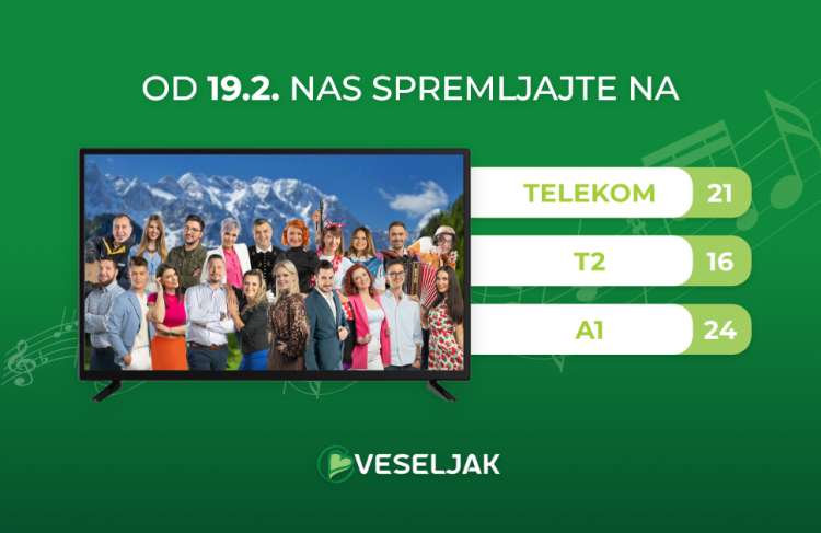 TV Veseljak Golica spremljajte pri operaterjih Telekom, T-2 in A 1.