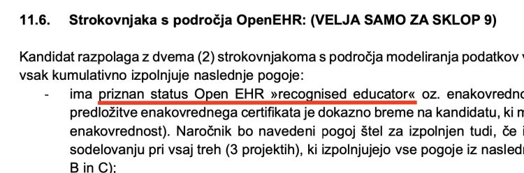 openehr razpisni pogoj
