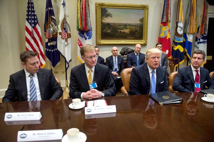 donald trump, elon musk 2017
