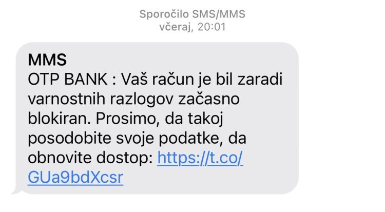 otp banka, spletna prevara
