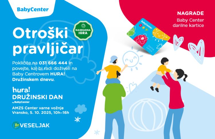 Želja vašega malčka vam lahko prinese darilno kartico Baby Center v vrednosti 40 €!