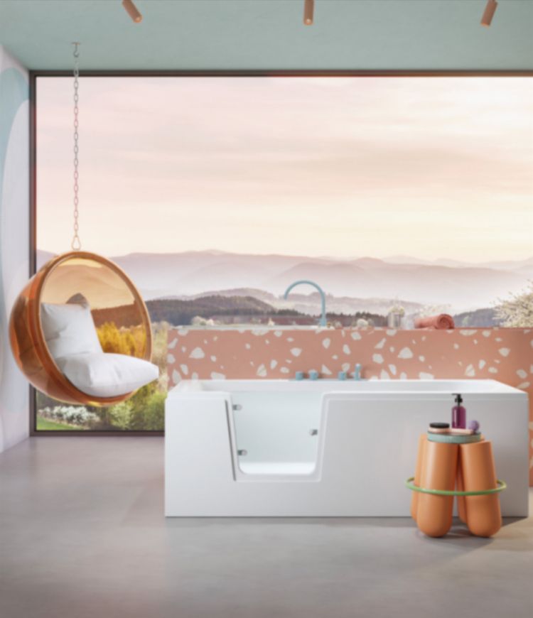 Akrilna kopalna kad z vrati na levo