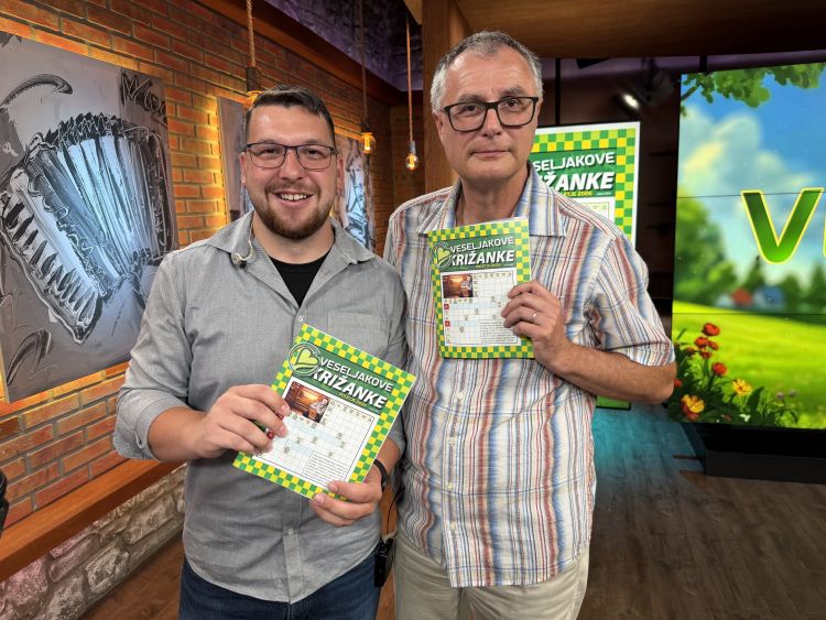 Žiga Tominec in urednik Veseljakovih križank, Marjan Grabner.