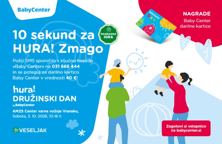 Sodelujte in se potegujte za darilno kartico Baby Center
