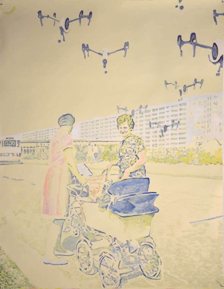 Uroš Weinberger, Jet Age, 2017, akril na papirju, 130 x 100 cm