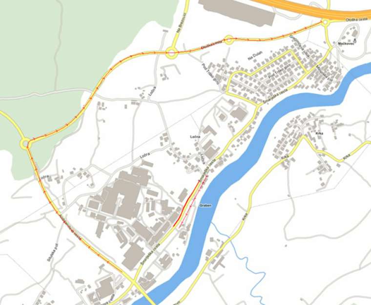 Zemljevid zapore na Šmarješki cesti