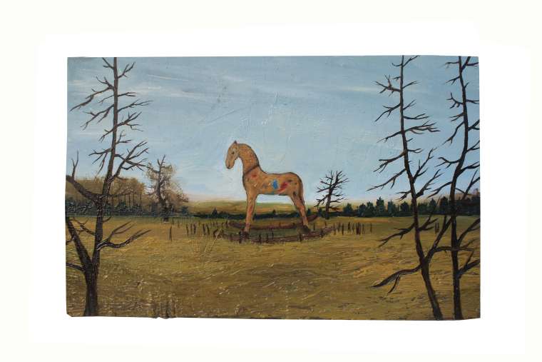 _Trojanski konj, 2021. olje, les, 16,5 x 27,2 cm