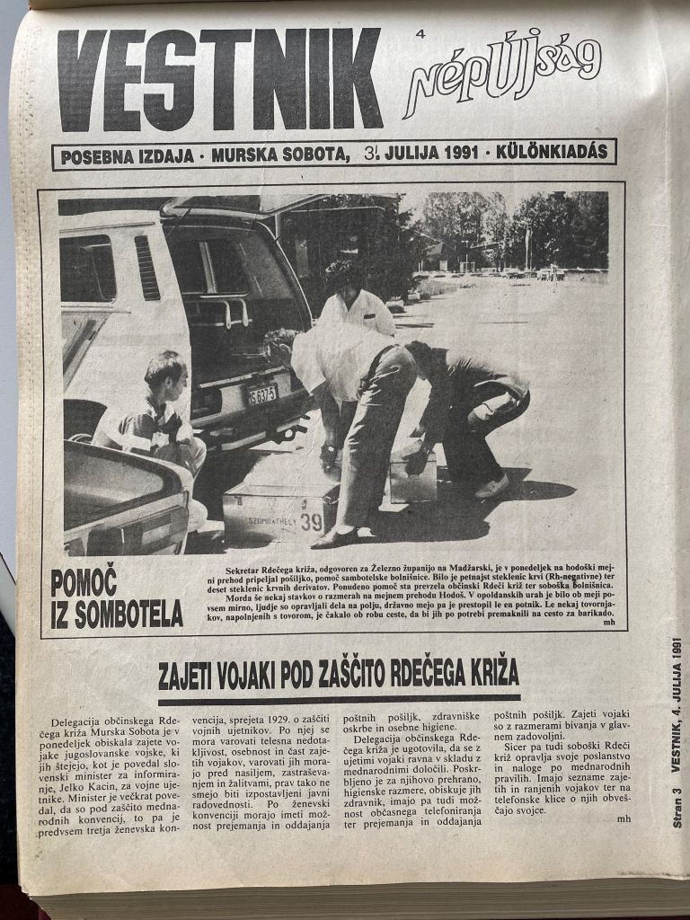 vojna-1991, vestnik, pomurje