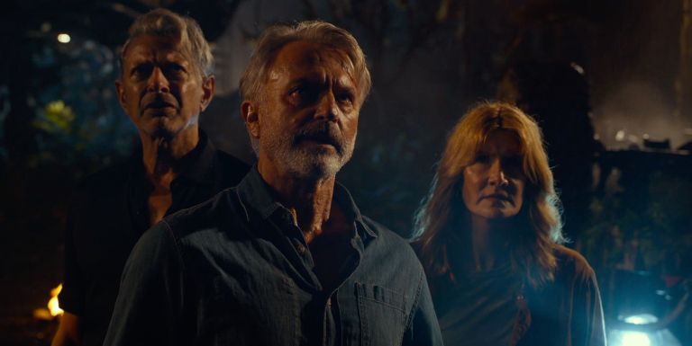 Po skoraj 30-ih letih ... zasedba iz prvega filma, Jurski park; Jeff Goldblum, Sam Neill in Laura Dern.