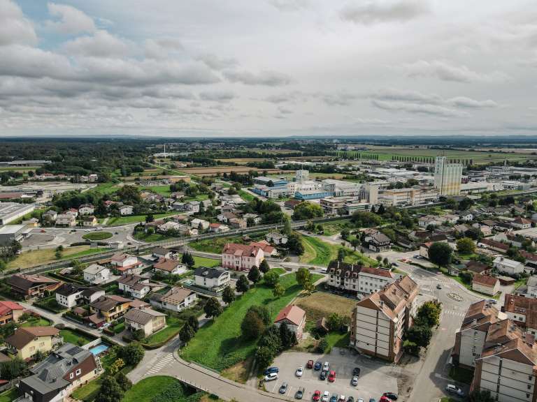 dron, murska-sobota, murska, zračni, panorama, ulice, mesto