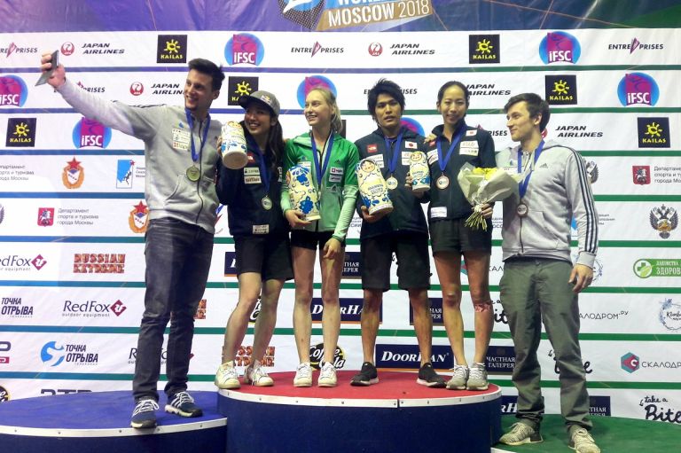 Janja Garnbret zmagala v Moskvi, Jernej Kruder drugi, Gregor Vezonik tretji (foto Gorazd Hren)