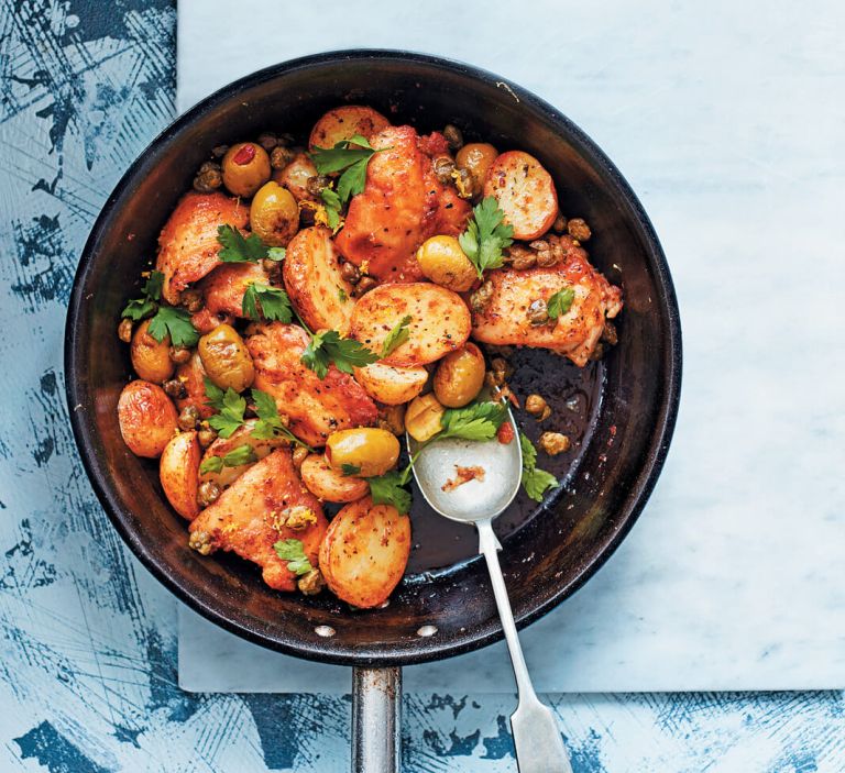 Piščanec s kaprami in krompirjem