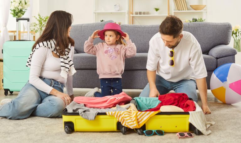 otroci, dopust, prtljaga, pakiranje