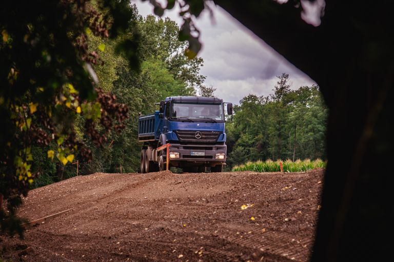 simbolična, nasip-ob-muri, gradišče, vodovarstveno-območje, dron, reka, gradnja