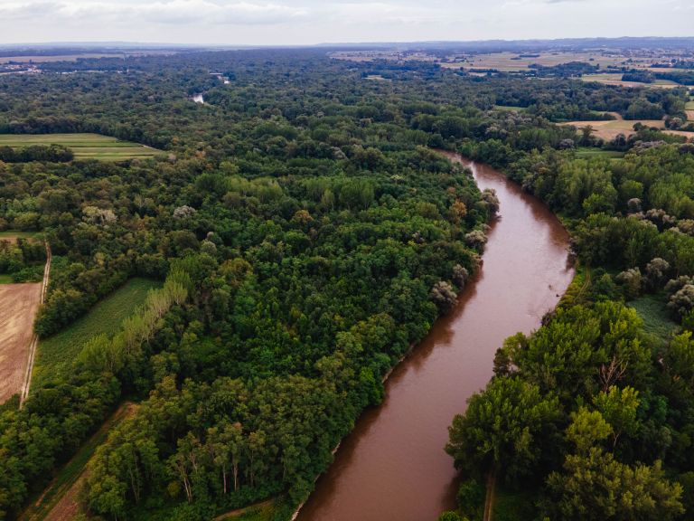 simbolična, nasip-ob-muri, gradišče, vodovarstveno-območje, dron, reka, gradnja