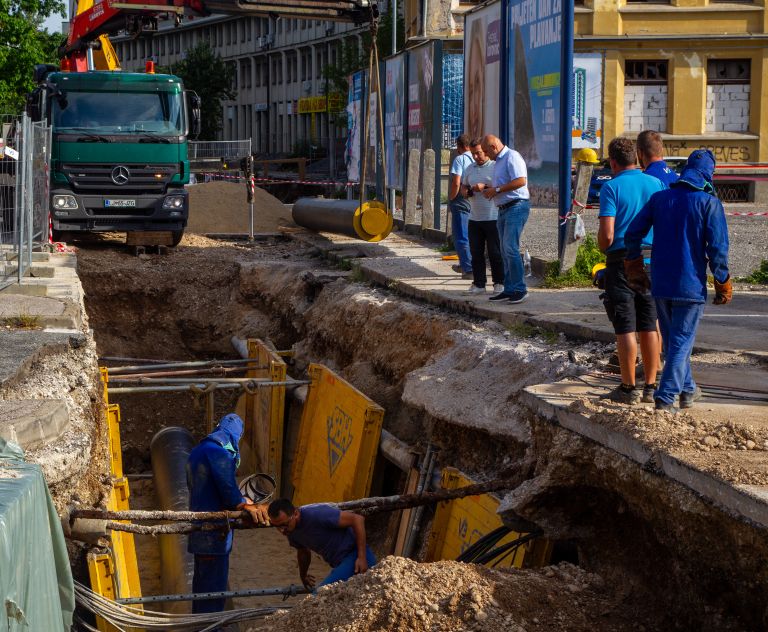 gradbišče, delavci, vročina