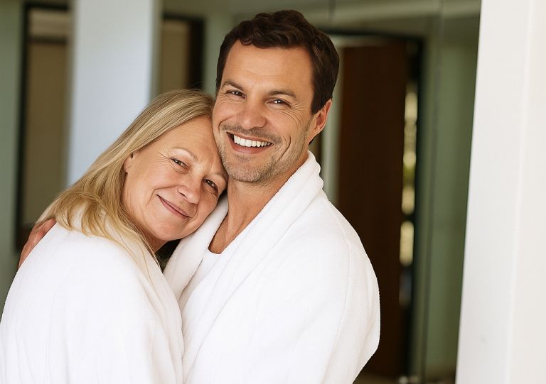 Starejša ženska, mlajši moški