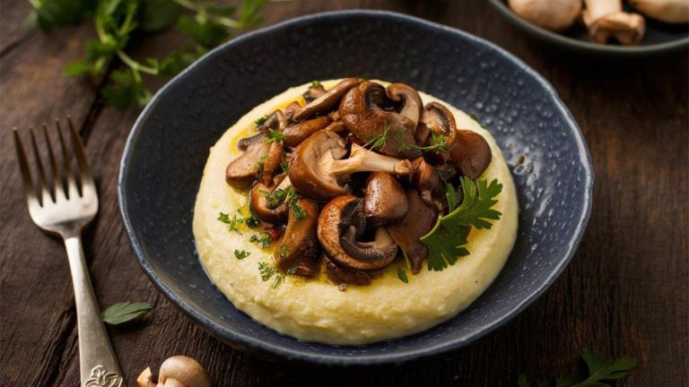 polenta, polenta-z-gobami, gobe