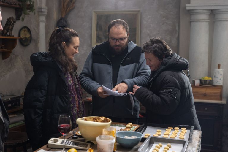 Plemstvo - igralka in pridruzena producentka Raye Spielberg, producent in reziser Ziga Virc, producentka in scenaristka Iza Strehar.jpg